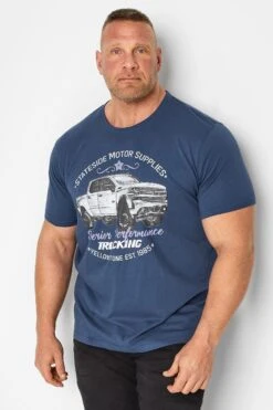 BadRhino Big & Tall Blue 'Stateside Motor' Printed T-Shirt