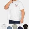 JACK & JONES Big & Tall 5 PACK Black & Blue Logo T-Shirts