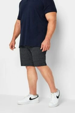 BadRhino Big & Tall Navy Blue Diamond Print Stretch Chino Shorts