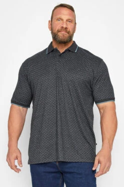 KAM Big & Tall Indigo Blue Dobby Print Polo Shirt