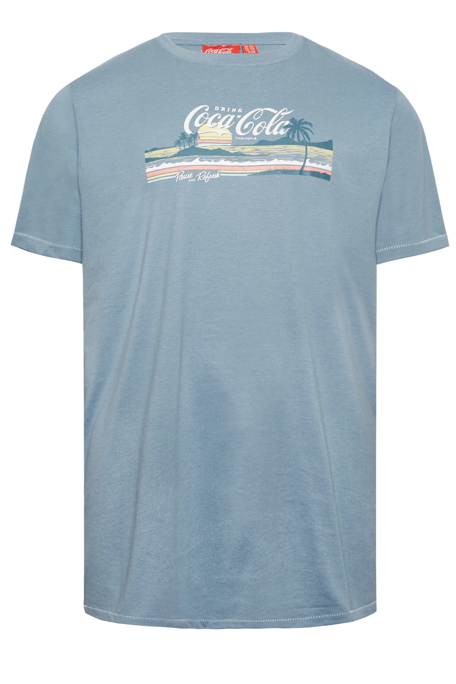 D555 Big & Tall Light Blue Official Coca Cola Print T-shirt 3 D555 Big & Tall Light Blue Official Coca Cola Print T-shirt - Image 3
