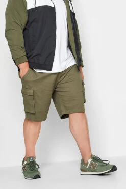 BadRhino Big & Tall Khaki Green Stretch Cargo Shorts