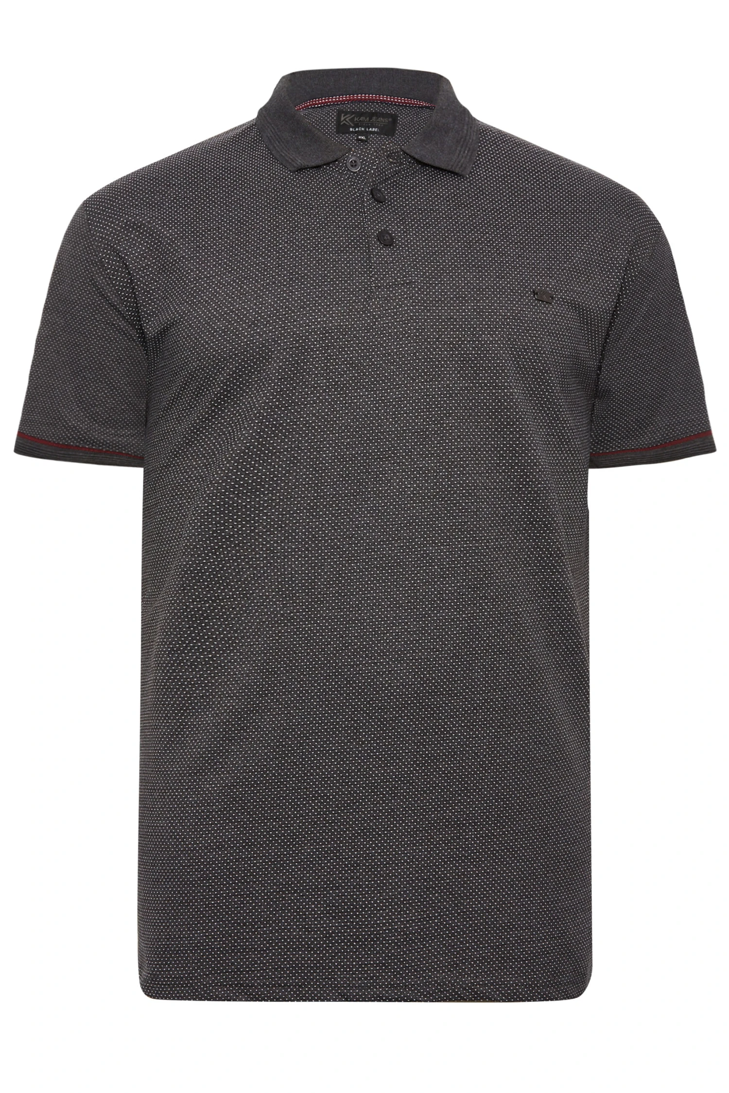 KAM Big & Tall Charcoal Grey Polka Dot Polo Shirt 3 KAM Big & Tall Charcoal Grey Polka Dot Polo Shirt - Image 3