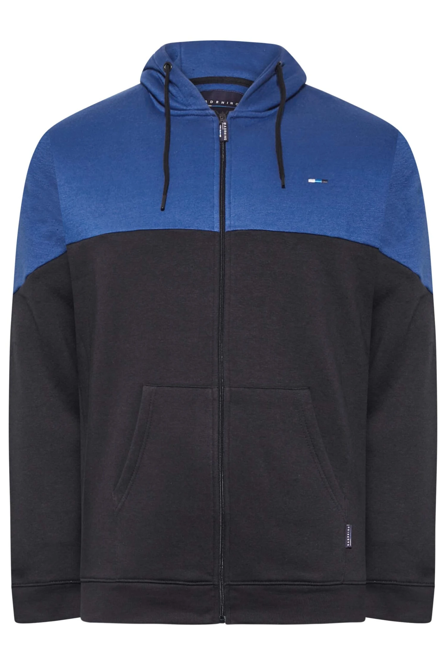 BadRhino Big & Tall Navy Blue Cut & Sew Zip Through Hoodie 3 BadRhino Big & Tall Navy Blue Cut & Sew Zip Through Hoodie - Image 3