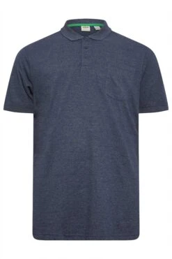 D555 Big & Tall Navy Blue Marl Pique Polo Shirt