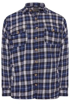 KAM Big & Tall Navy Blue Button Through Sherpa Lined Check Shirt 5 KAM Big & Tall Navy Blue Button Through Sherpa Lined Check Shirt -Menswear Mode Sales Store 517ef009 20a4 4a 206989 X