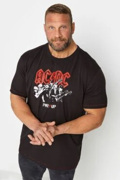 D555 Big & Tall Black ACDC Print T-Shirt