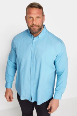BadRhino Big & Tall Light Blue Long Sleeve Poplin Shirt