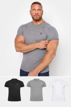 LUKE 1977 Big & Tall 3 PACK Grey Core T-Shirts