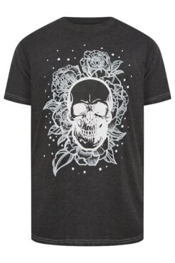 KAM Big & Tall Grey Skull Rose T-Shirt -Menswear Mode Sales Store 52ddb899 a708 49 207713 X