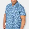 BadRhino Big & Tall Blue Palm Print Shirt