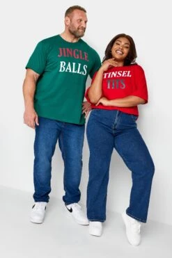 BadRhino Big & Tall Green 'Jingle' Slogan Christmas T-Shirt