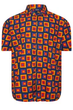 ESPIONAGE Big & Tall Orange Geometric Print Shirt -Menswear Mode Sales Store 533a427e 8619 47 207787 X