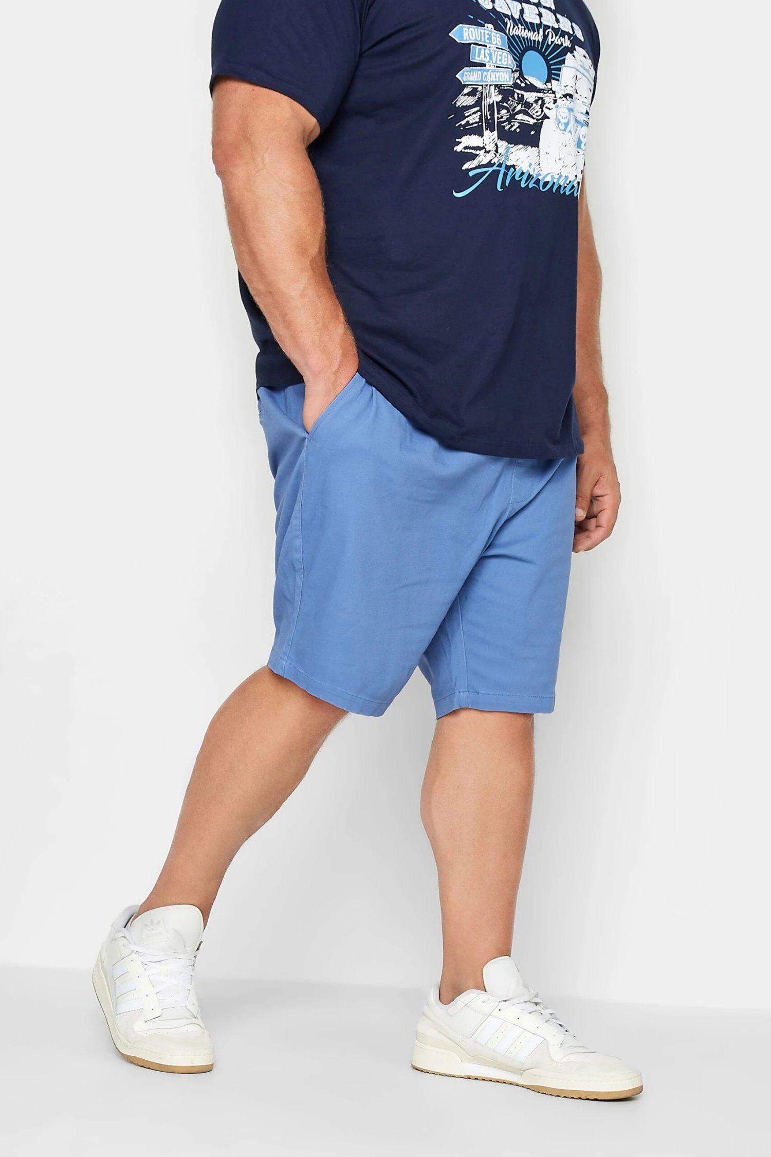 BadRhino Big & Tall Blue Stretch Elasticated Waist Chino Shorts 1 BadRhino Big & Tall Blue Stretch Elasticated Waist Chino Shorts