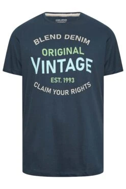 BLEND Big & Tall Navy Blue Vintage Logo Print T-Shirt -Menswear Mode Sales Store 55324ffb 1e80 49 207545 X
