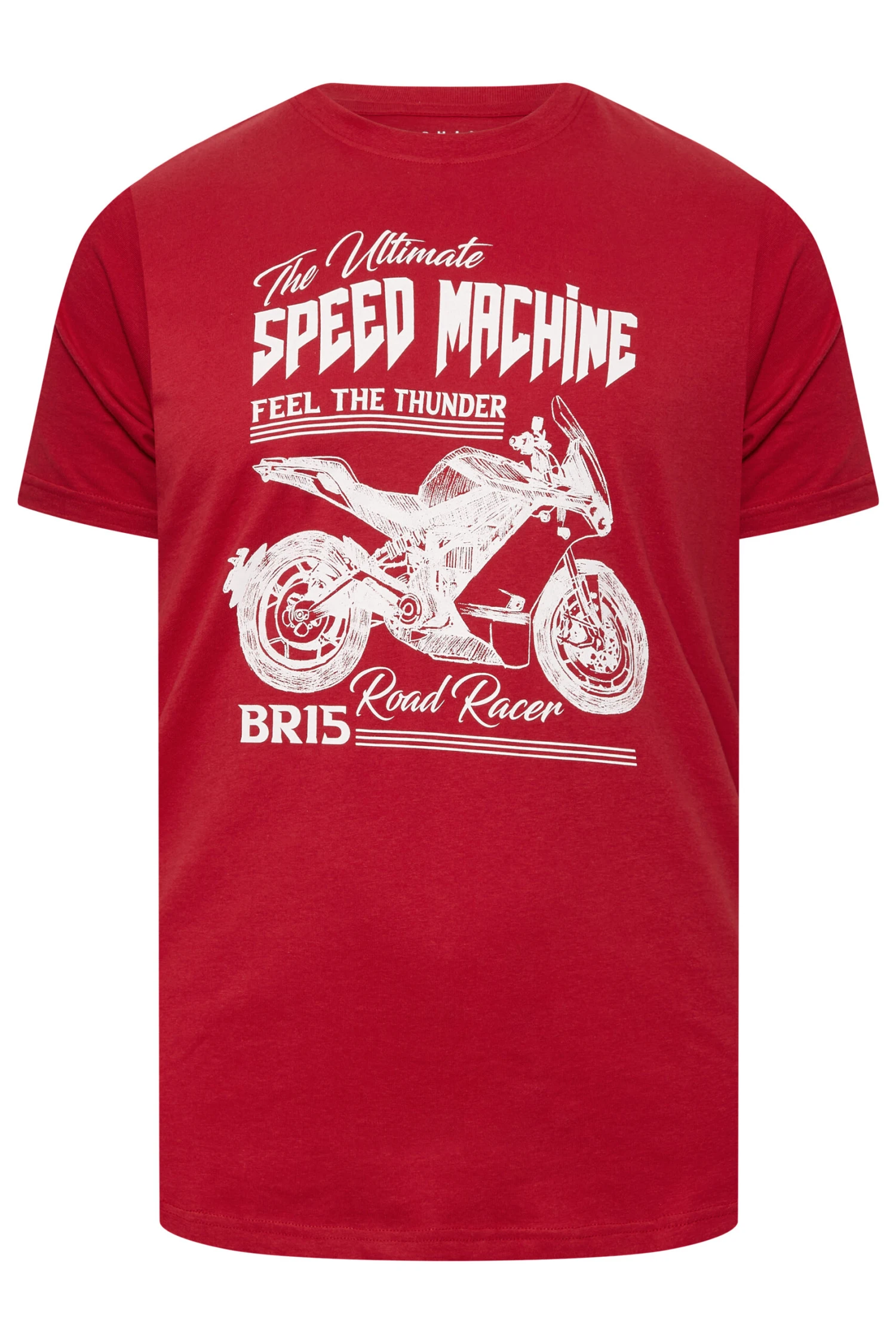 BadRhino Big & Tall Red 'Speed Machine' Motorcycle Print Short Sleeve T-Shirt 3 BadRhino Big & Tall Red 'Speed Machine' Motorcycle Print Short Sleeve T-Shirt - Image 3