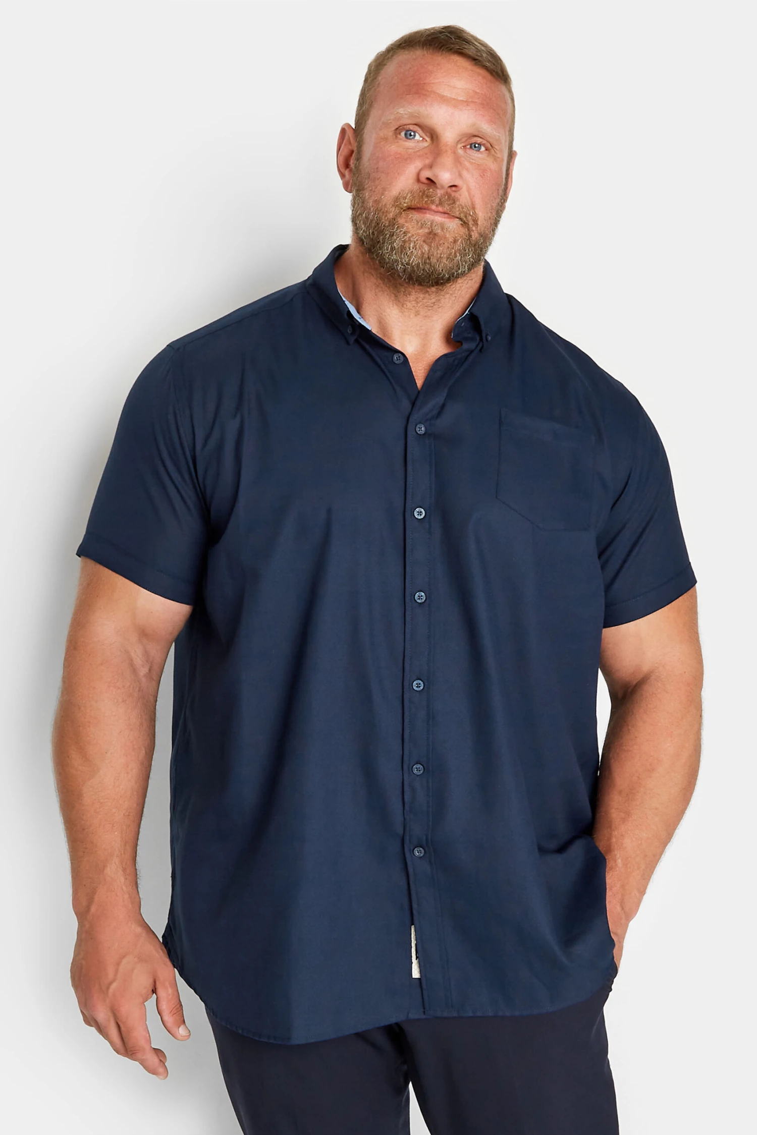 D555 Big & Tall Navy Blue Short Sleeve Oxford Shirt 1 D555 Big & Tall Navy Blue Short Sleeve Oxford Shirt