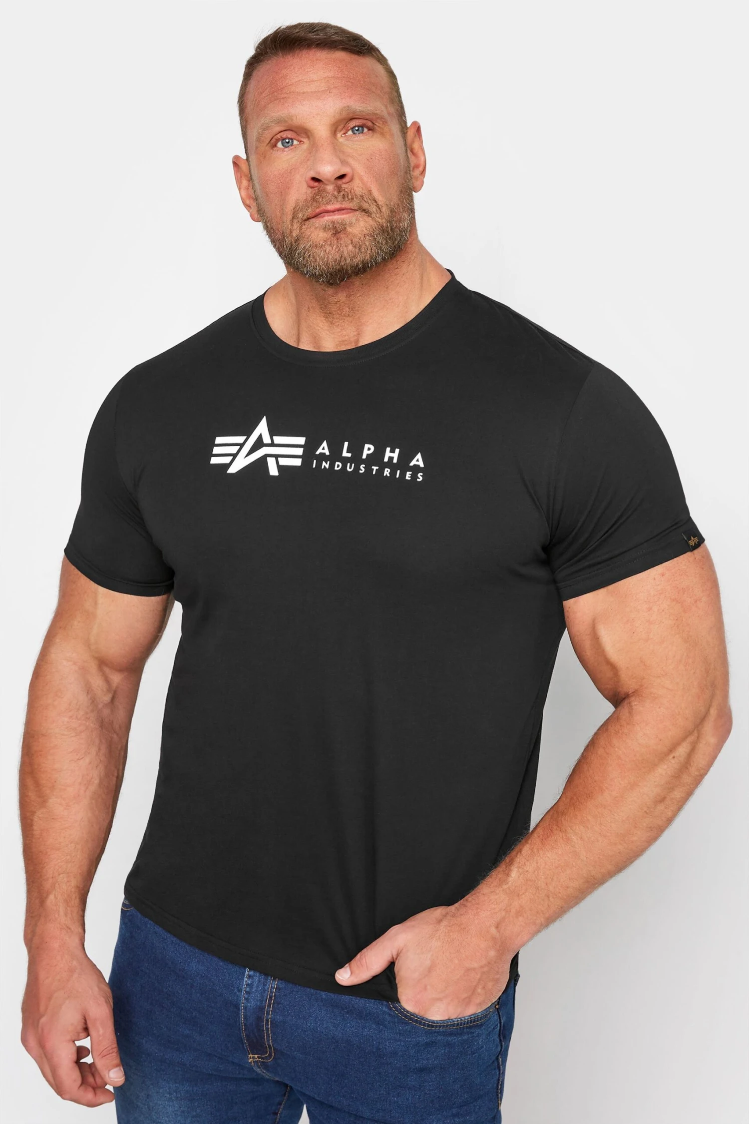ALPHA INDUSTRIES Big & Tall 2 PACK Black Logo T-Shirts 2 ALPHA INDUSTRIES Big & Tall 2 PACK Black Logo T-Shirts - Image 2