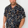 JACK & JONES PREMIUM Big & Tall Black Tropical Print Short Sleeve Shirt