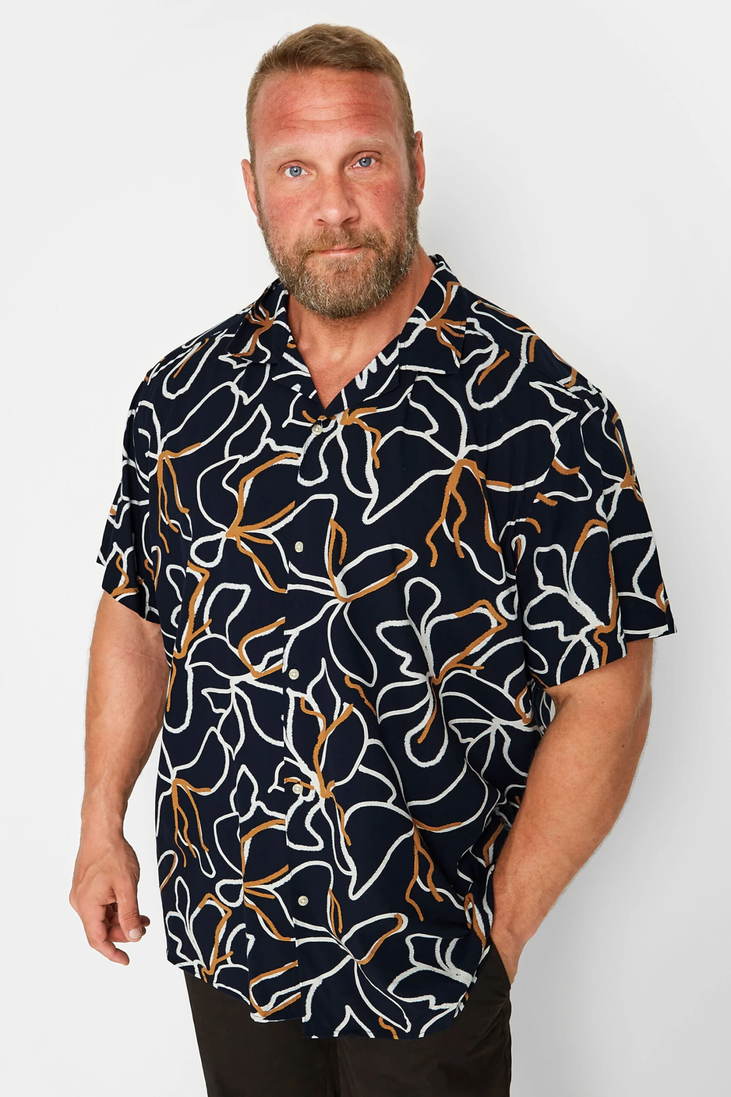 JACK & JONES PREMIUM Big & Tall Black Tropical Print Short Sleeve Shirt 1 JACK & JONES PREMIUM Big & Tall Black Tropical Print Short Sleeve Shirt