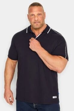 D555 Big & Tall Navy Blue Jersey Polo Shirt