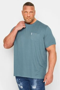 BEN SHERMAN Big & Tall Shadow Blue Signature Pocket T-Shirt