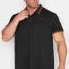 BEN SHERMAN Big & Tall Black Signature Tipped Polo Shirt