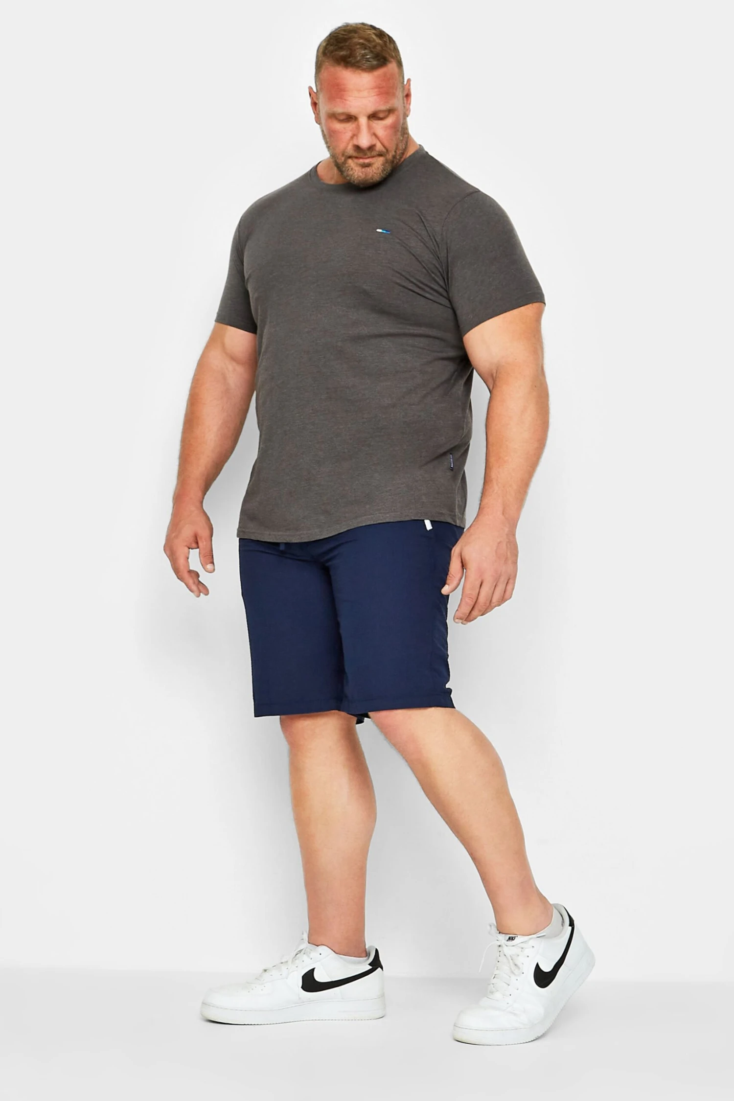 JACK & JONES Big & Tall Navy Blue Seersucker Jogger Shorts 2 JACK & JONES Big & Tall Navy Blue Seersucker Jogger Shorts - Image 2