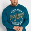 JACK & JONES Big & Tall Blue Logo Print Sweatshirt