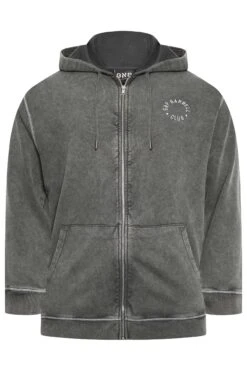 GNP Big & Tall Grey Washed Zip Through Hoodie -Menswear Mode Sales Store 5e6f5832 1922 45 208764 X
