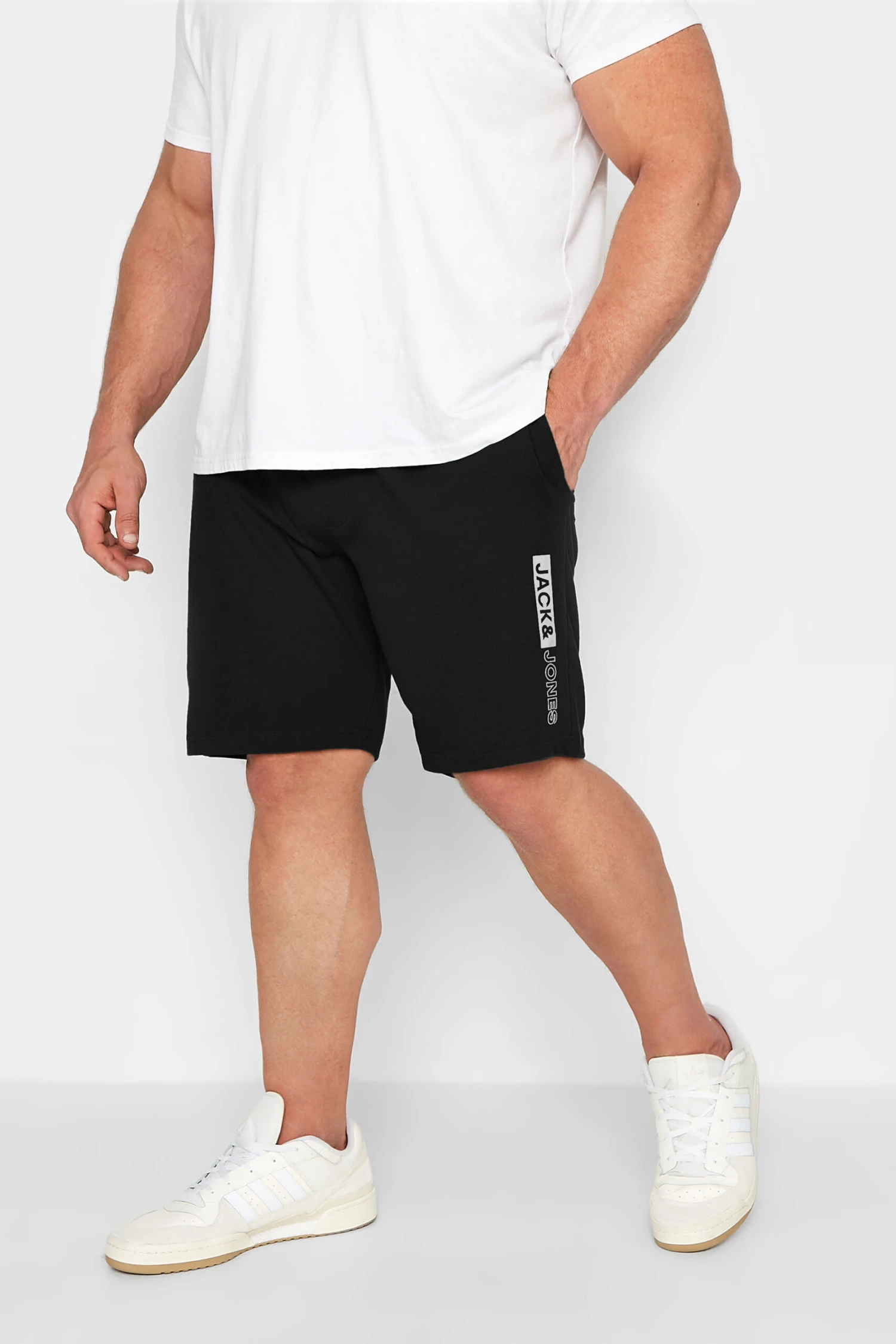 JACK & JONES Big & Tall Black Logo Jogger Shorts 1 JACK & JONES Big & Tall Black Logo Jogger Shorts