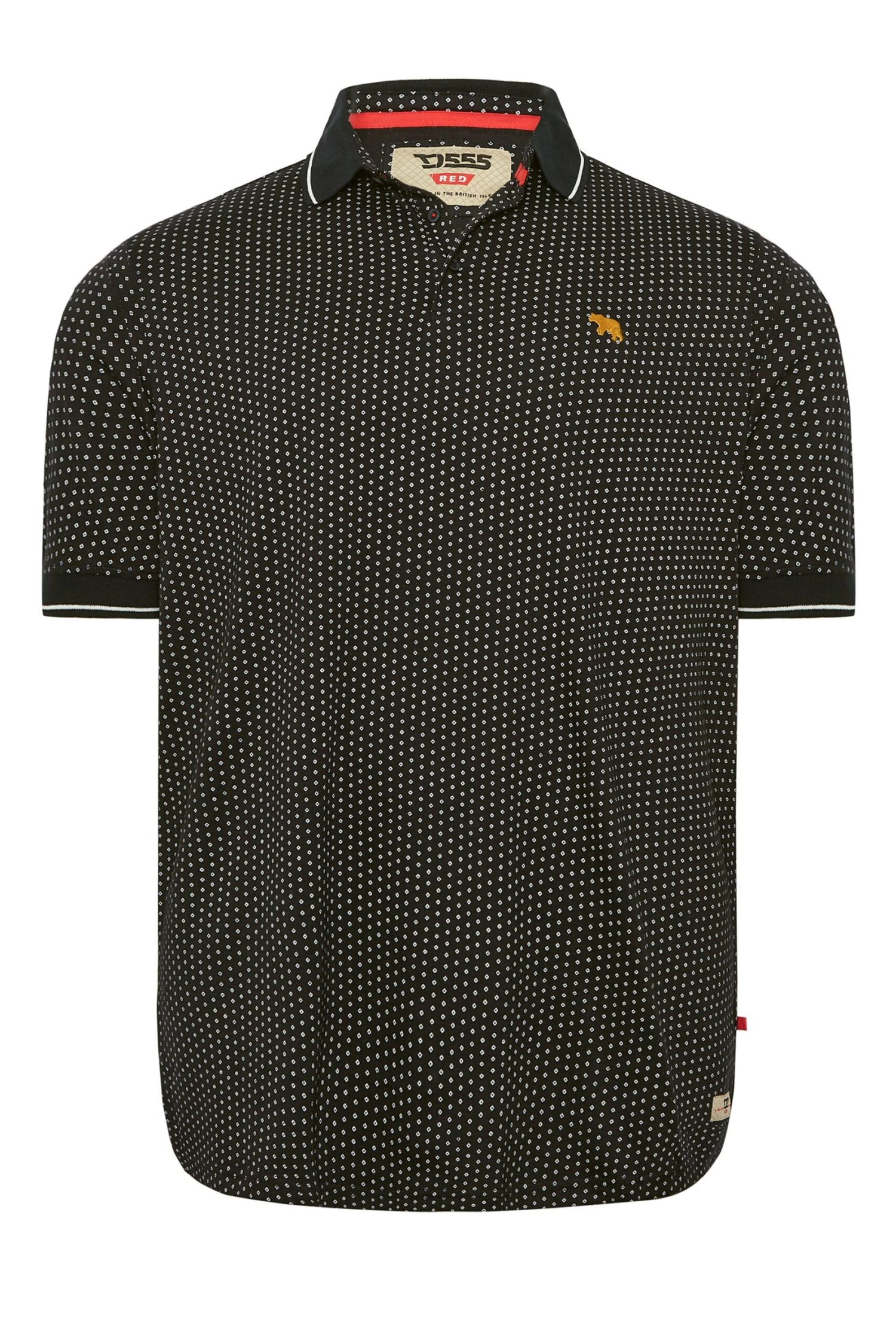 D555 Big & Tall Navy Blue & White Spot Polo Shirt 3 D555 Big & Tall Navy Blue & White Spot Polo Shirt - Image 3