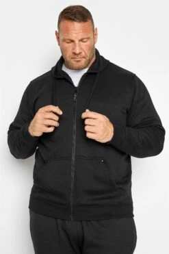 D555 Big & Tall Rockford Black Cantor Zip Through Hoodie