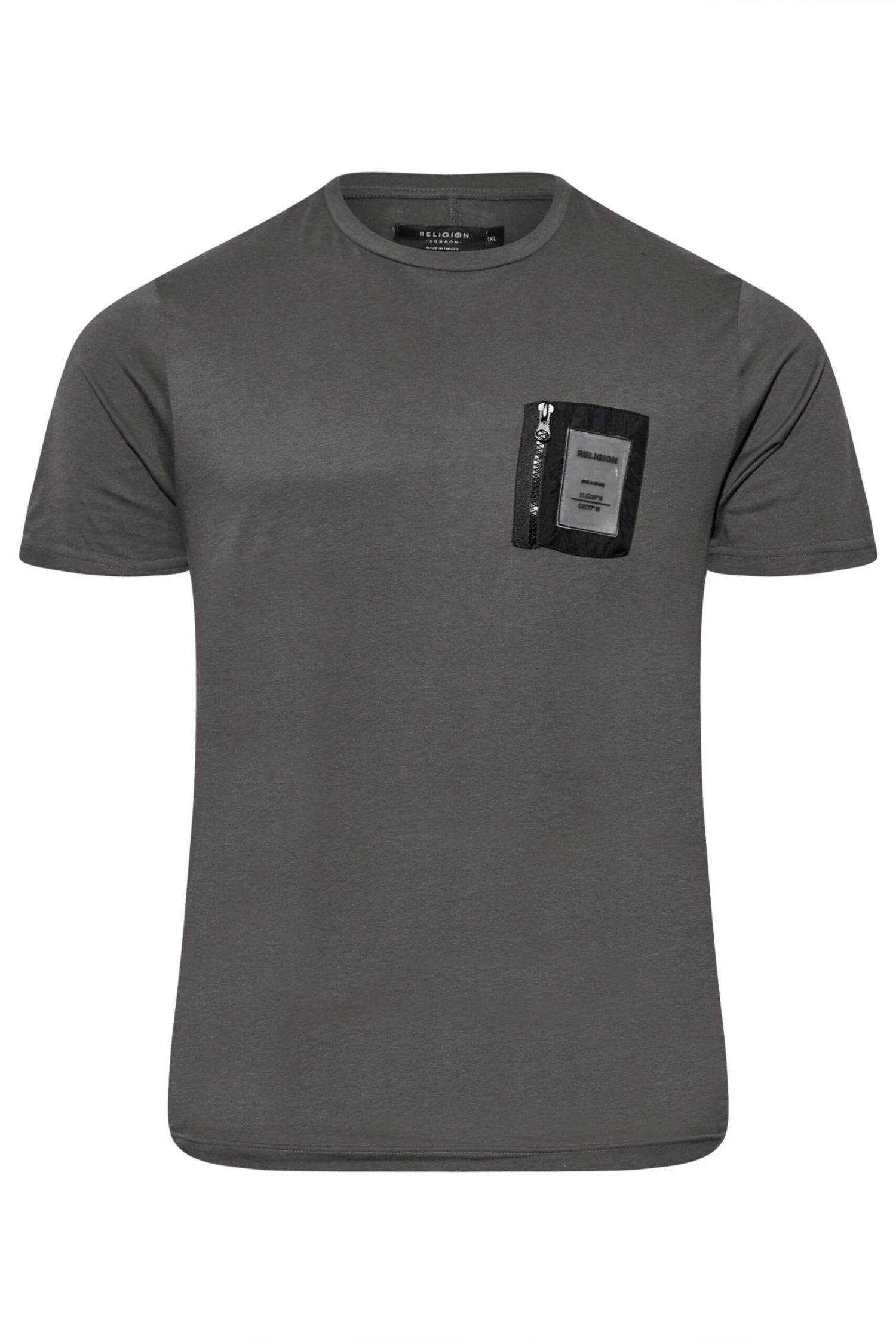 RELIGION Big & Tall Grey Slider T-Shirt 3 RELIGION Big & Tall Grey Slider T-Shirt - Image 3