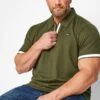 BadRhino Big & Tall Khaki Green Jersey Zip Polo Shirt