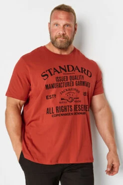 Jack & Jones Big & Tall Red 'Standard' Slogan T-Shirt