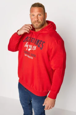 JACK & JONES Big & Tall Red Logo Sweat Hoodie