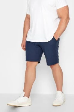 JACK & JONES Big & Tall Navy Blue Linen Blend Chino Shorts