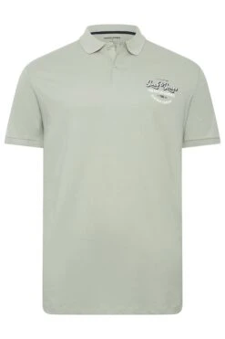 JACK & JONES Big & Tall Light Grey Logo Print Polo Shirt -Menswear Mode Sales Store 64ce872c cb03 44 207291 X
