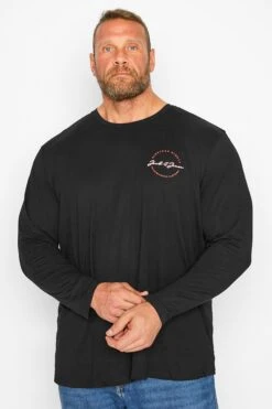 JACK & JONES Big & Tall Black Logo Long Sleeve T-Shirt
