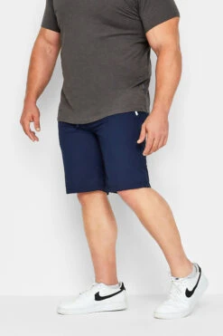 JACK & JONES Big & Tall Navy Blue Seersucker Jogger Shorts