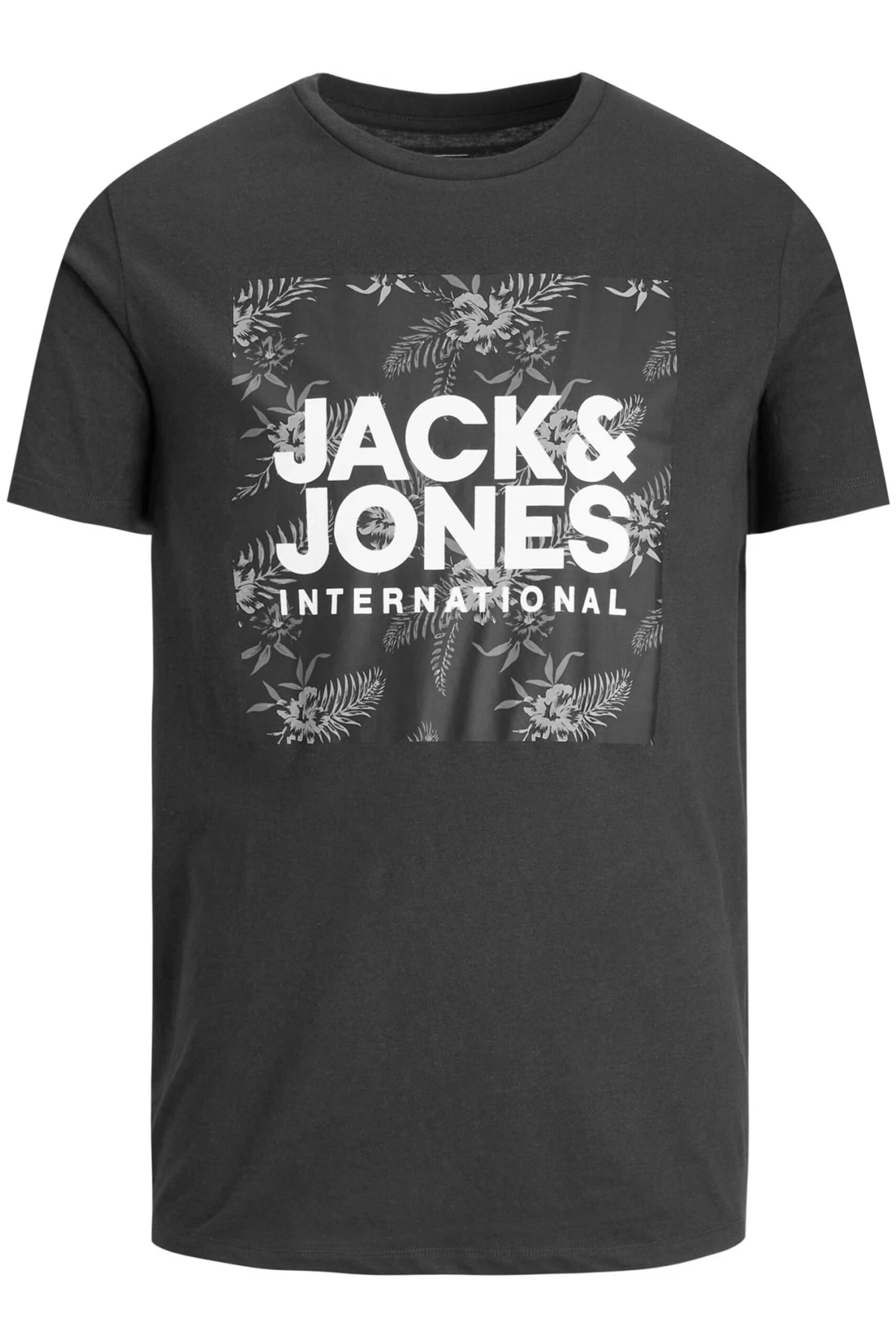 JACK & JONES Big & Tall Black Tropical Logo Print T-Shirt 2 JACK & JONES Big & Tall Black Tropical Logo Print T-Shirt - Image 2