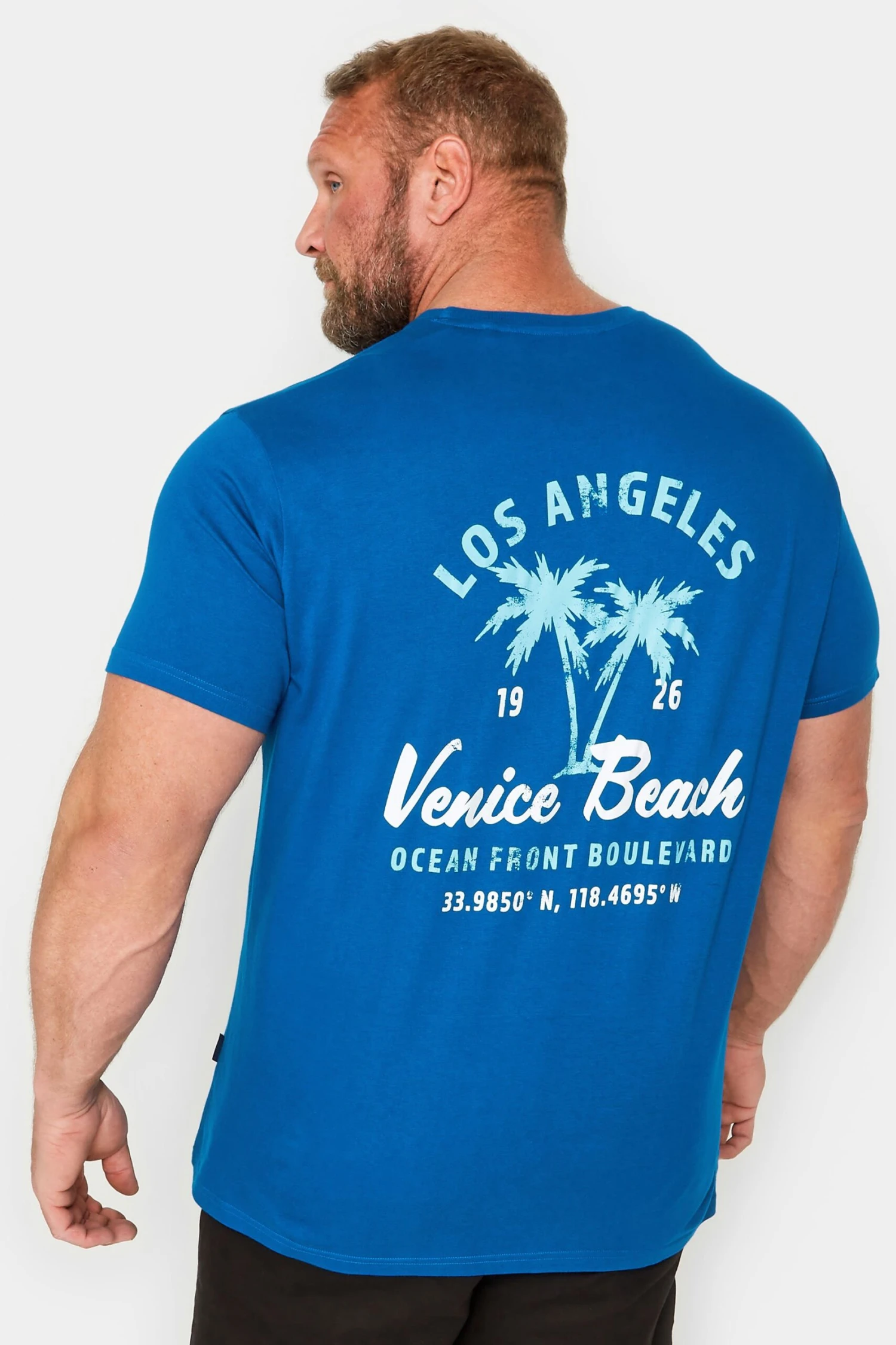 BadRhino Big & Tall Blue Venice Beach Print T-Shirt 2 BadRhino Big & Tall Blue Venice Beach Print T-Shirt - Image 2