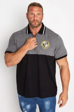 BadRhino Big & Tall Black Crest Zip Polo Shirt