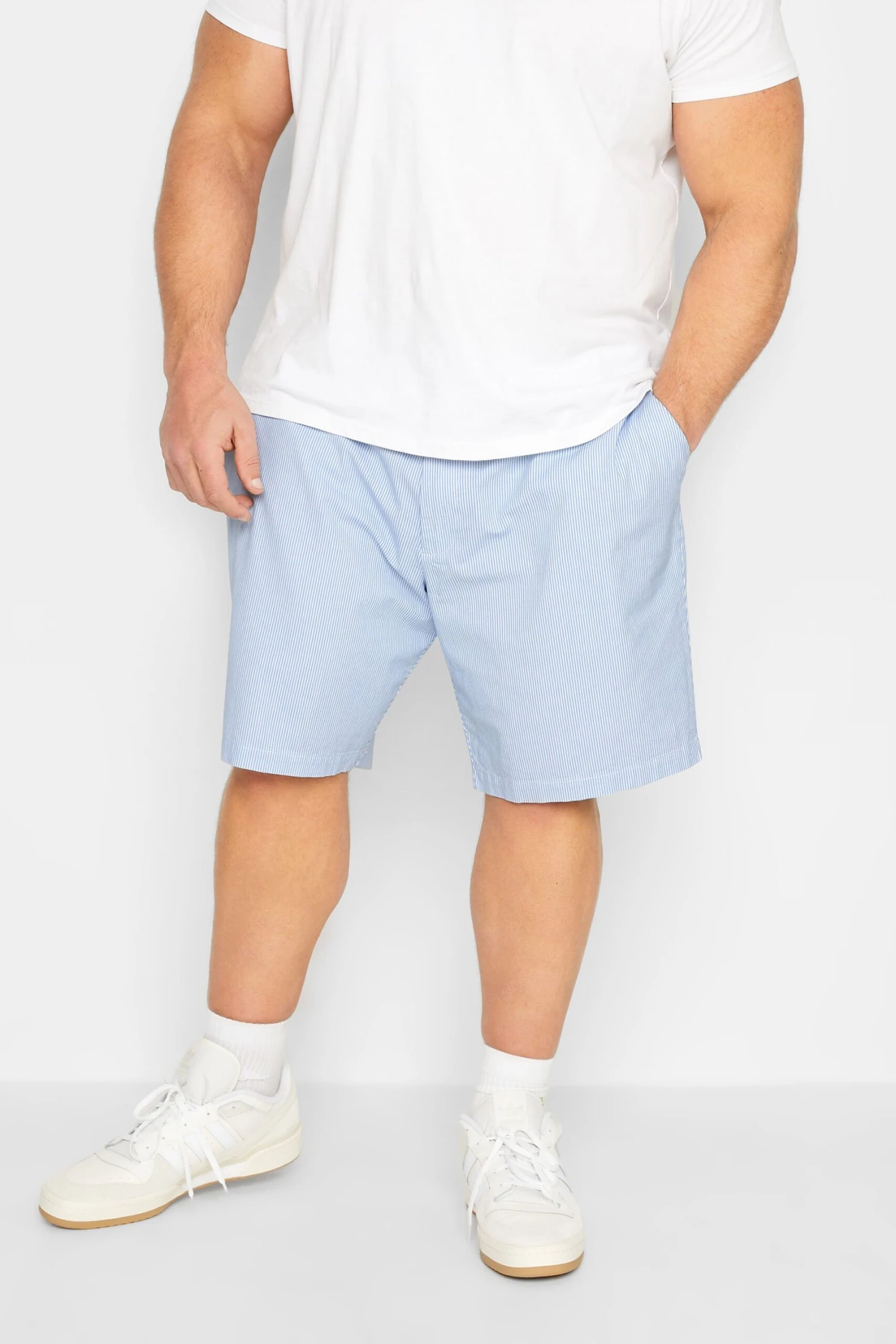 BadRhino Big & Tall Light Blue Stripe Chino Shorts 1 BadRhino Big & Tall Light Blue Stripe Chino Shorts