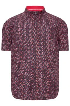 KAM Big & Tall Navy Blue Bird Print Short Sleeve Shirt -Menswear Mode Sales Store 6827b0dc 2f0b 49 207772 X