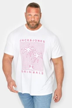 JACK & JONES Big & Tall White Originals Palm Tree Print T-Shirt