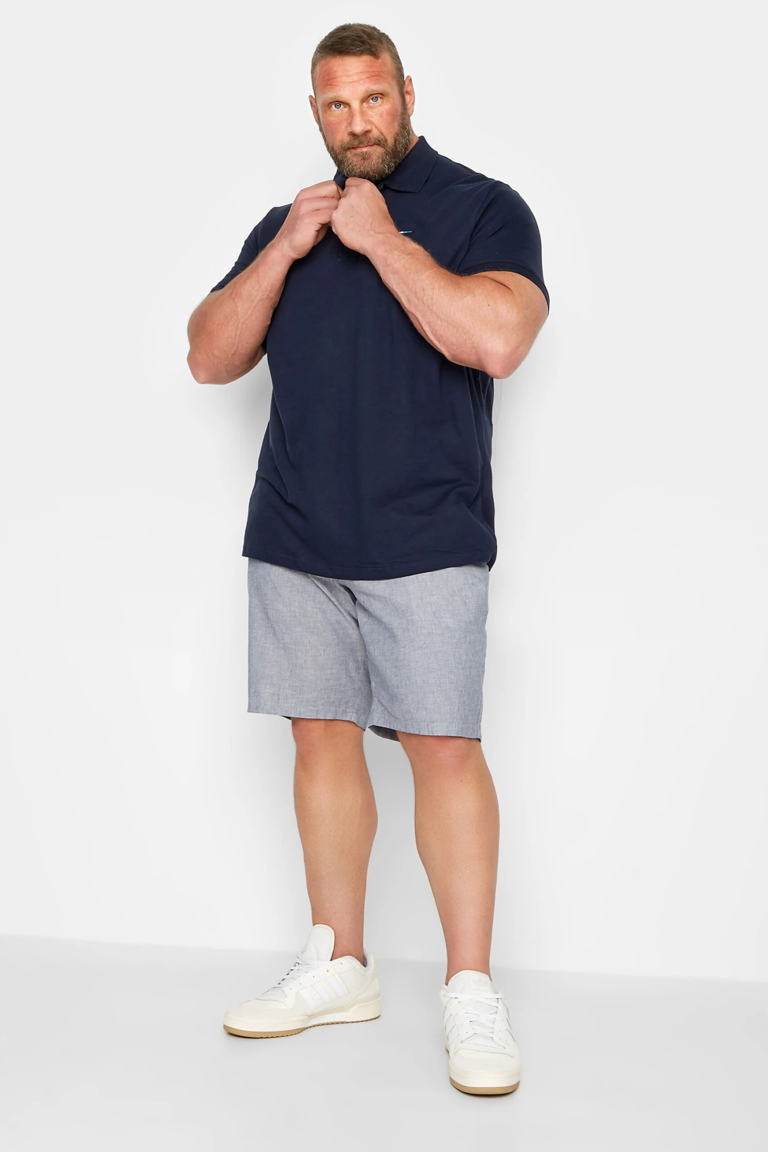 JACK & JONES Big & Tall Blue Linen Blend Chino Shorts 2 JACK & JONES Big & Tall Blue Linen Blend Chino Shorts - Image 2