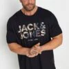 JACK & JONES Black Camo Logo Crew Neck T-Shirt