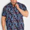 BadRhino Big & Tall Black Tropical Print Shirt